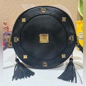 MCM VINTAGE TAMBOURINE BLACK LEATHER BAG